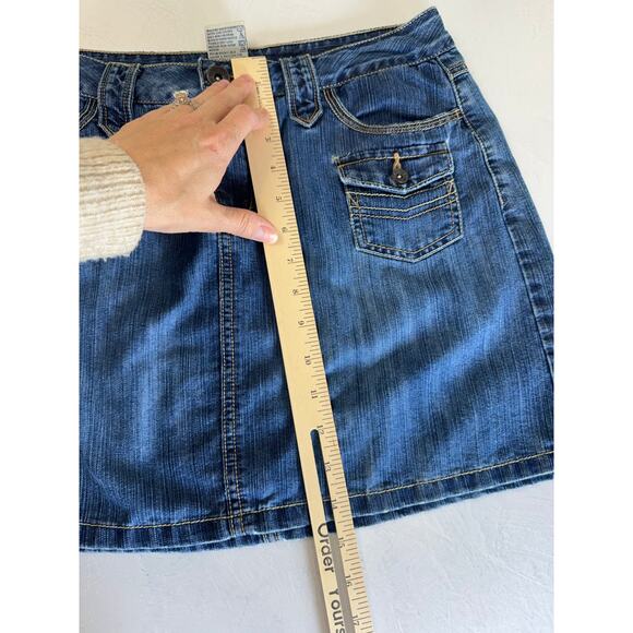 Vintage Faded Glory Denim Mini Skirt 6 Medium Wash Pocket Utility Y2K 90s - Picture 6 of 9